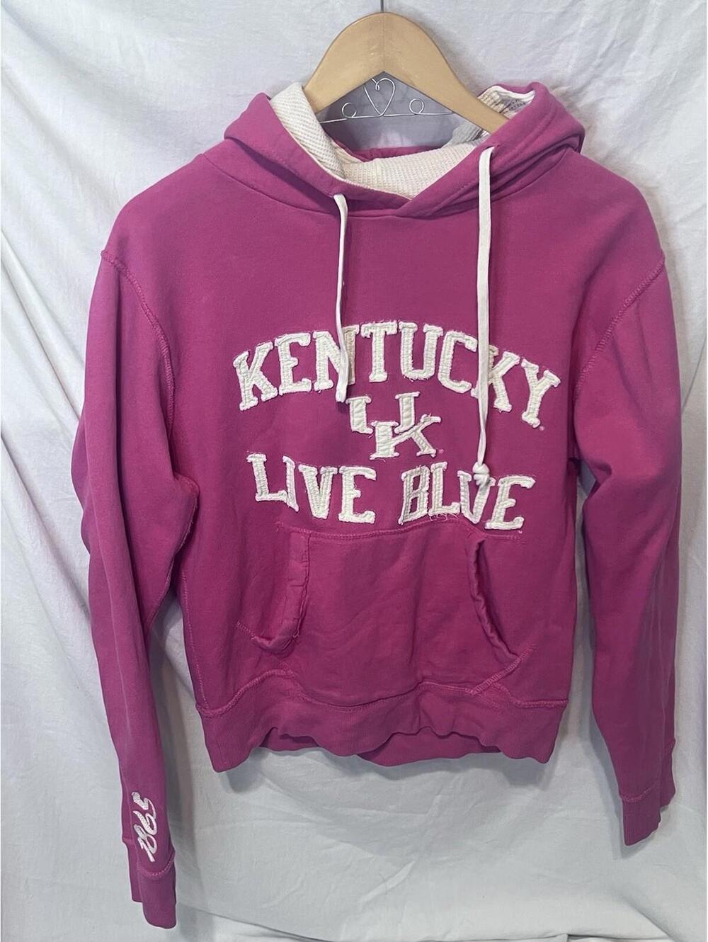 Press Box Women’s  Kentucky Wildcats Embroidered Hoodie Sweatshirt Pink Small EC